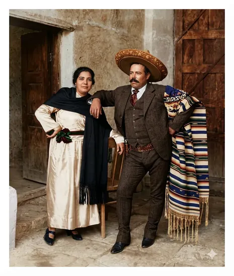 Austreberta Rentería, retrato junto a Francisco Villa